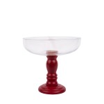 Suporte vermelho pé madeira e vidro